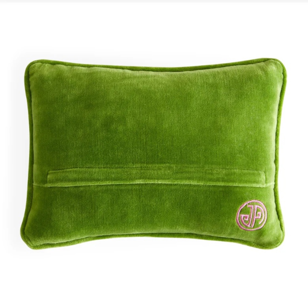 NEW Jonathan Adler Green and Pink Accent Pillow Right On - Picture 2 of 4